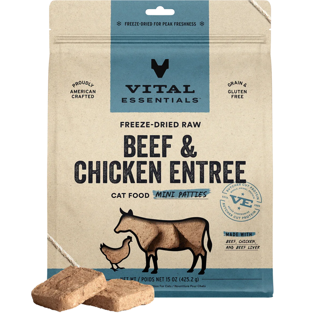 Vital Essentials Cat Freeze-Dried Raw Entrée - Mini Patties